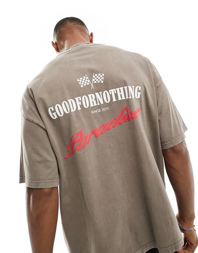 T-shirt oversize avec imprimé motocross - Taupe - Good For Nothing - Modalova