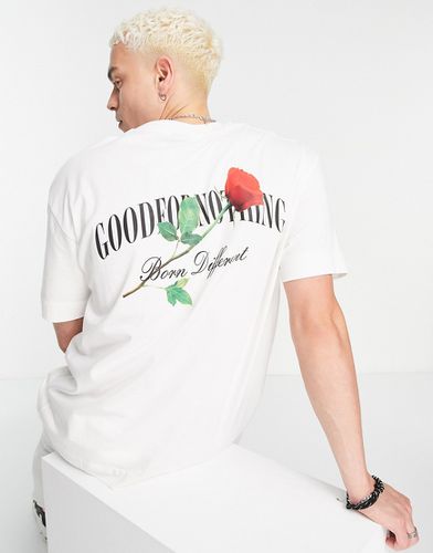 T-shirt oversize avec logo et rose imprimés sur le devant et au dos - cassé - Good For Nothing - Modalova