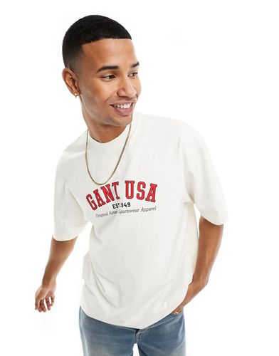 T-shirt décontracté à logo USA - Crème - Gant - Modalova