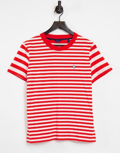T-shirt rayé à petit logo - Rouge et - Gant - Modalova