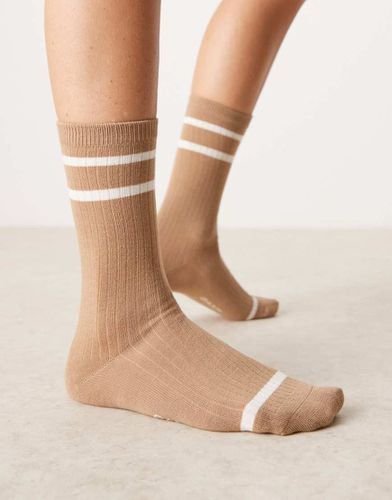 Chaussettes côtelées à rayures et logo - Beige - Gant - Modalova