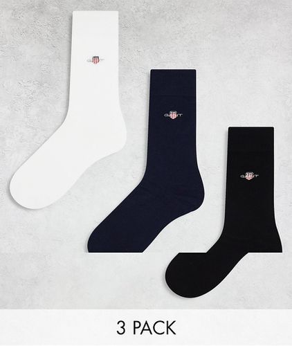 Lot de 3 paires de chaussettes - Noir, blanc et bleu marine à logo - Gant - Modalova