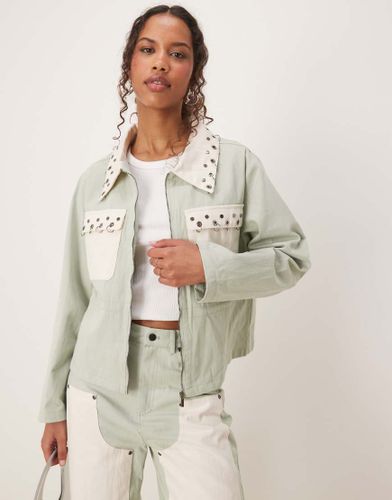 Veste en jean  dtails contrastants - clair - Ghospell - Modalova