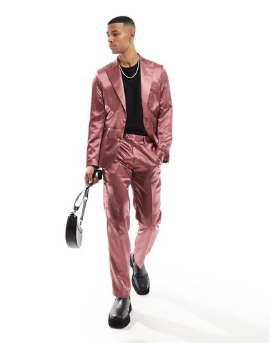 Pantalon de costume droit en satin - Mauve foncé - Gianni Feraud - Modalova