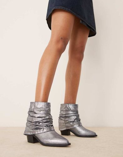 Bottines froncées style western en denim pailleté - Glamorous - Modalova