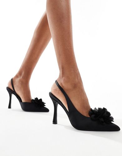 Chaussures à talon et bride arrière avec fleur - Noir - Glamorous - Modalova