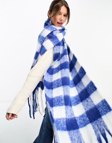 Écharpe style couverture à carreaux - Blanc/bleu de cobalt - Glamorous - Modalova