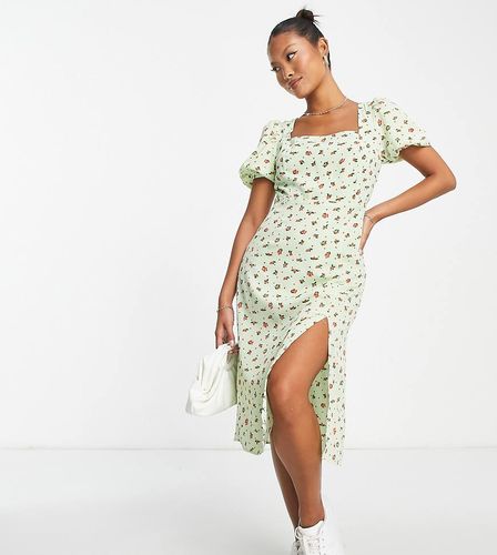 Robe mi-longue à encolure carrée et imprimé petites fleurs - Menthe - Glamorous Petite - Modalova