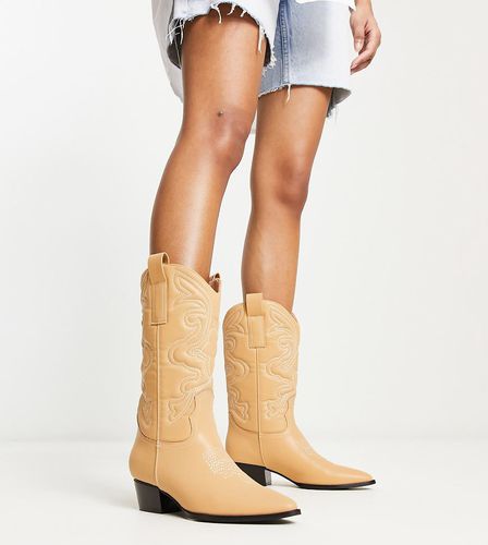 Bottes style western hauteur genoux - Beige - Glamorous Wide Fit - Modalova