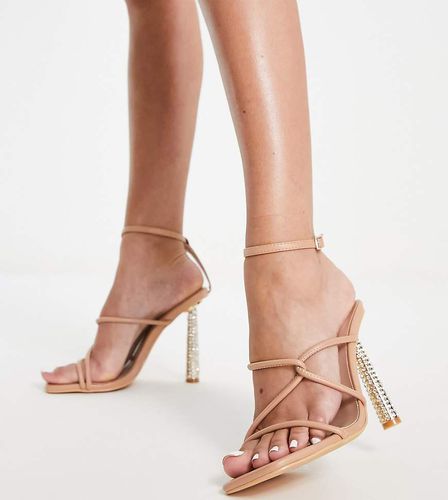 Sandales à talon ornementé avec lanières - Beige - Glamorous Wide Fit - Modalova