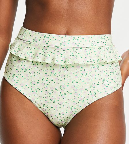 Culotte de bikini taille haute à imprimé floral vintage et bord à volants - Daisy Street - Modalova