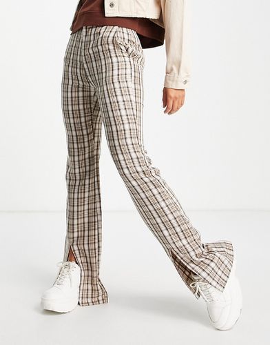 Pantalon ajusté taille haute fendu sur le devant à carreaux style vintage - Daisy Street - Modalova