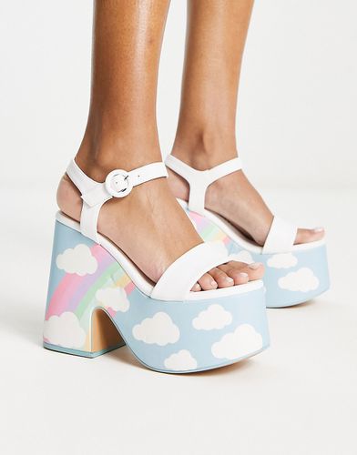 Sandales à talon et semelle plateforme avec imprimé nuage blanc - Daisy Street - Modalova