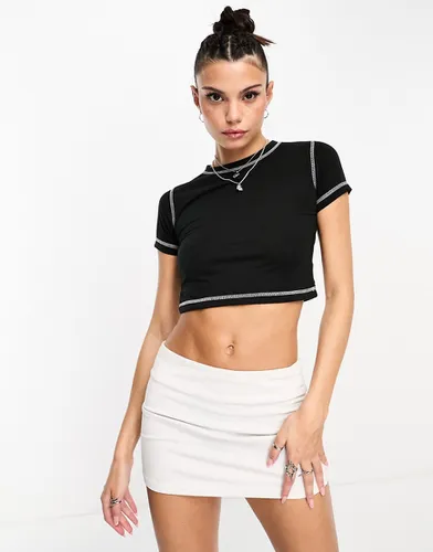T-shirt crop top à coutures contrastantes - délavé - Daisy Street - Modalova