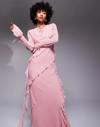 Robe volantée longue en mousseline - Blush clair - Daska - Modalova