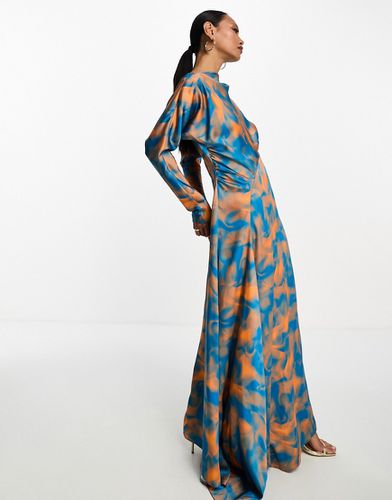 Robe longue imprimée - Bleu et orange - Daska - Modalova