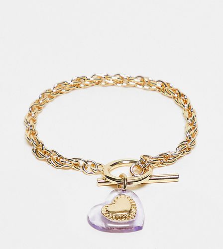 Bracelet avec barre en T et breloque caur - Designb London Curve - Modalova