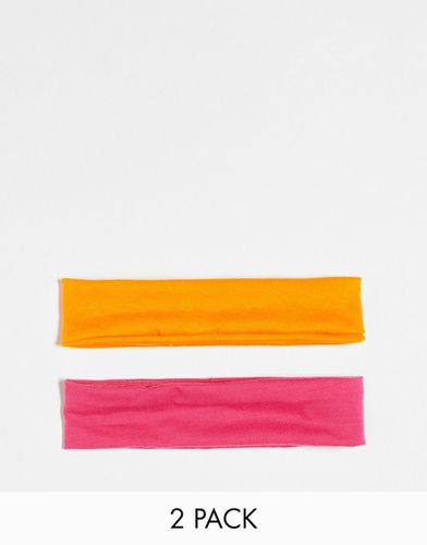Lot de 2 bandeaux en jersey - Orange et rose - Designb London - Modalova
