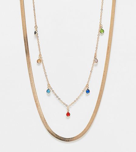 Lot de 2 colliers avec maillons plats et breloques perles - Designb London - Modalova