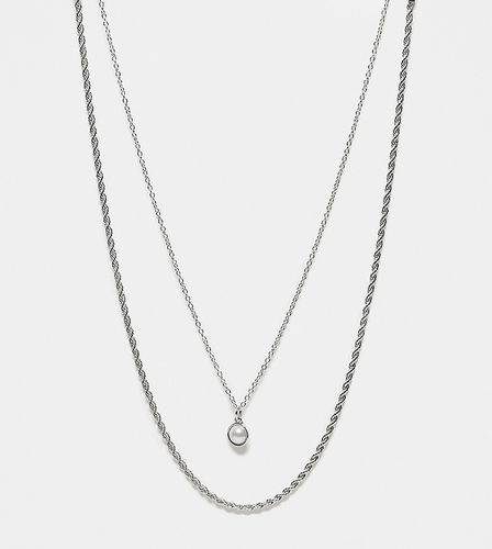 Lot de 2 colliers chaîne effet corde avec pendentif perle - Designb London - Modalova