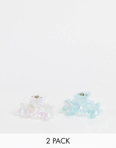 Lot de 2 pinces à cheveux irisées à fleurs - Designb London - Modalova