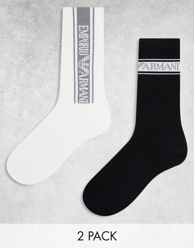 Bodywear - Lot de 2 paires de chaussettes de sport - Noir et blanc - Emporio Armani - Modalova