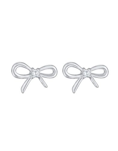 Lot de boucles d'oreilles tendance avec naud en argent massif 925 et zircons - Argent - Elli - Modalova