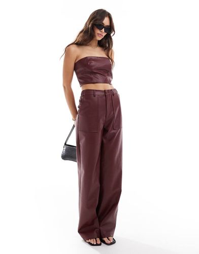 Pantalon d'ensemble à taille haute en PU - Bordeaux - Extro & Vert - Modalova