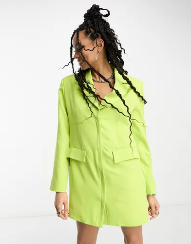 Extro & - Robe blazer coupe carrée boutonnée - Chartreuse - Extro & Vert - Modalova