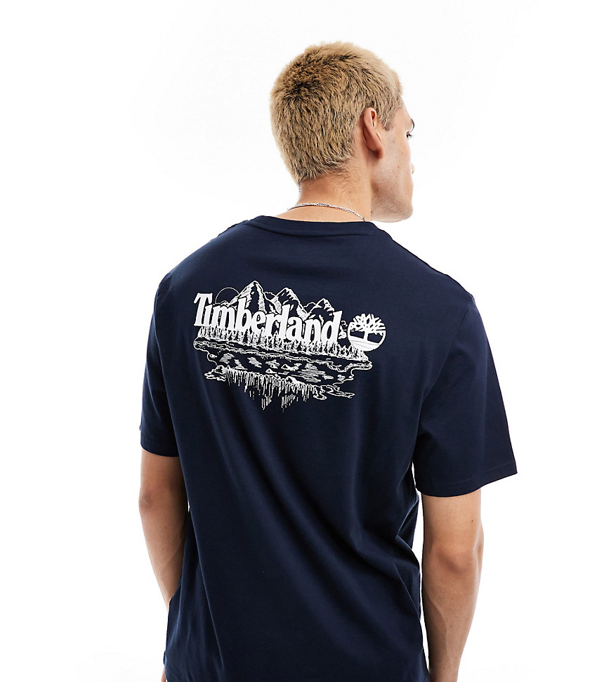 Exclusivité ASOS - - T-shirt oversize avec grand imprimé montagne au dos - Bleu marine - Timberland - Modalova