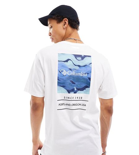 Exclusivité ASOS - - Barton Springs - T-shirt avec imprimé au dos - Bleu multicolore - Columbia - Modalova