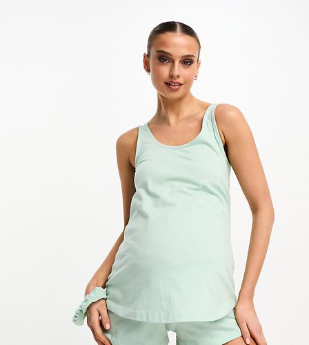 Exclusivité - ASOS DESIGN Maternity - Mix and Match - Débardeur de pyjama en coton avec chouchou - Sauge - Asos Maternity - Modalova