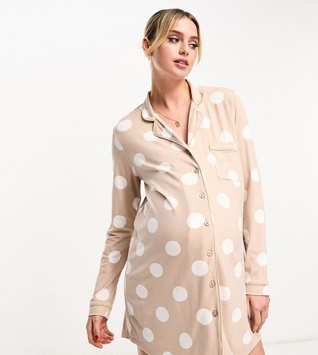 Exclusivité - ASOS DESIGN Maternity - Chemise de pyjama à pois en viscose - Beige - Asos Maternity - Modalova