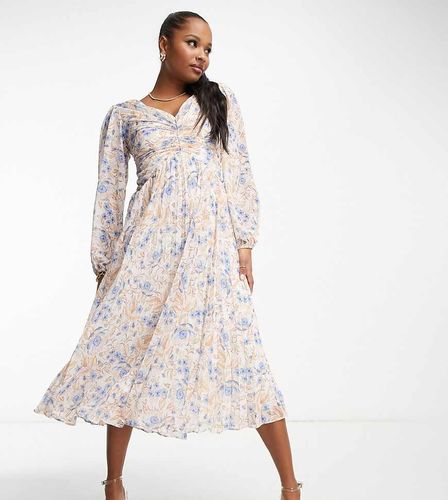 Robe plissée longueur mollet à fronces et imprimé fleuri - Forever New Petite - Modalova