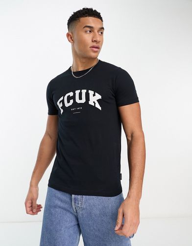 FCUK - T-shirt avec logo délavé style universitaire - foncé - French Connection - Modalova