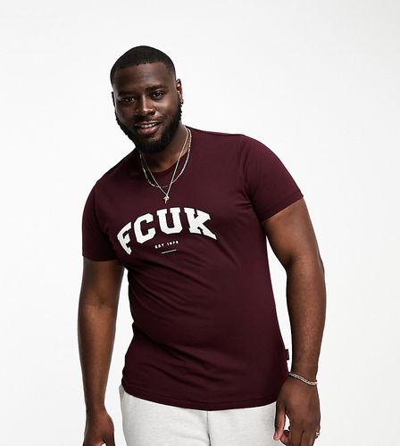 FCUK Plus - T-shirt à logo style universitaire - Bordeaux et blanc - French Connection - Modalova