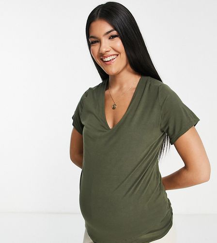 T-shirt ajusté extensible - Kaki - Flounce London Maternity - Modalova