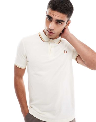 Polo à double liseré - Écru et marron - Fred Perry - Modalova