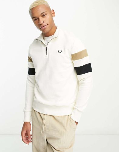 Sweat à col zippé avec bandes - Crème - Fred Perry - Modalova