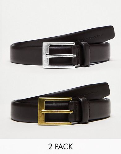Lot de 2 ceintures en cuir avec boucle à ardillon - et marron - French Connection - Modalova
