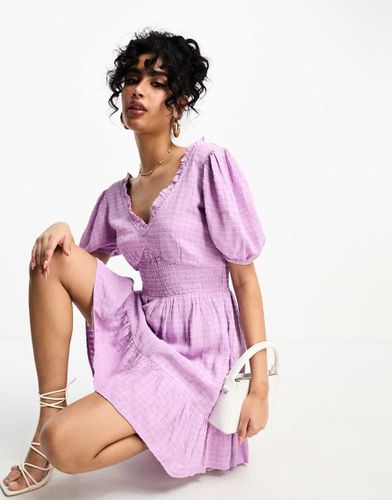 Robe rétro courte en crépon - Lilas - French Connection - Modalova