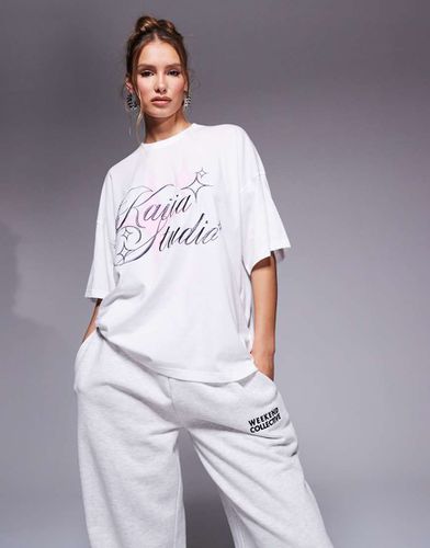 Studio - T-shirt à motif étoile - Blanc et rose - Kaiia - Modalova