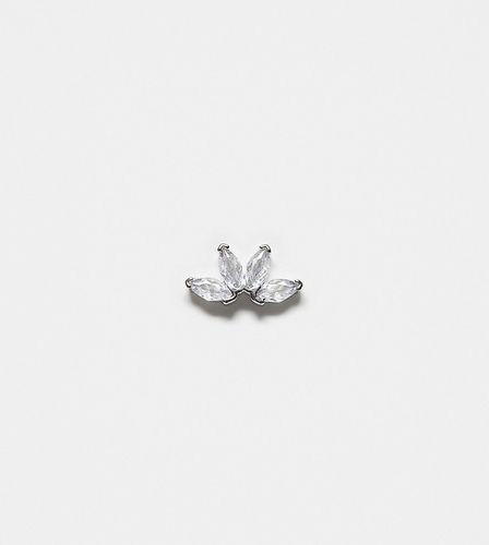Boucle d'oreille à 4 pétales style labret en argent massif à cristaux - Kingsley Ryan - Modalova