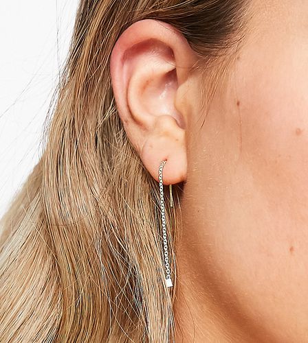 Boucles d'oreilles avec chaîne pendante et cube en argent massif plaqué or - Kingsley Ryan - Modalova