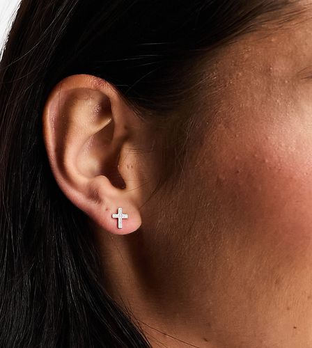 Boucles d'oreilles croix en argent massif - Kingsley Ryan - Modalova