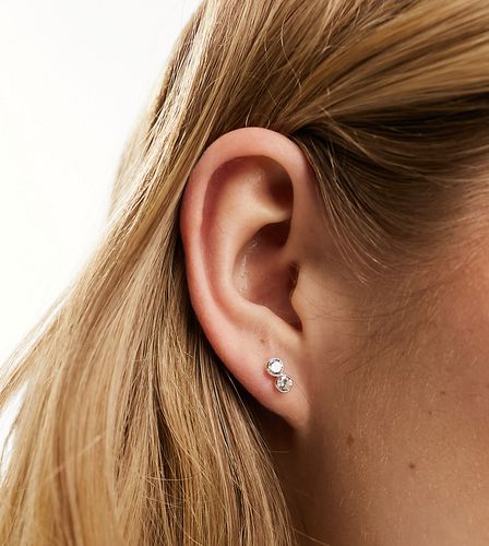 Boucles d'oreilles en argent massif avec doubles cristaux ronds - Kingsley Ryan - Modalova