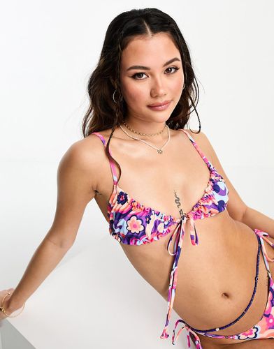 Haut de bikini style brassière froncé à imprimé fleurs - Dégradé teint - Kulani Kinis - Modalova