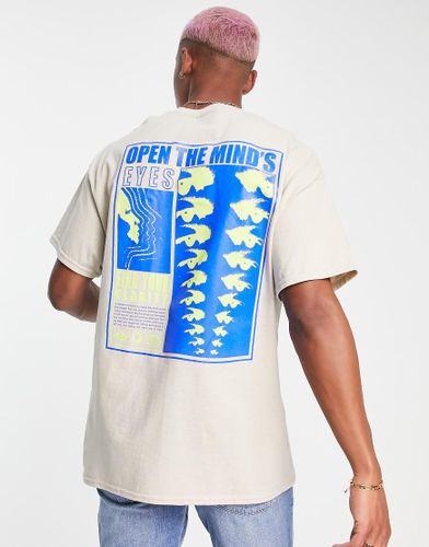HNR LDN - T-shirt oversize avec imprimé poster Mind's Eyes - Taupe - Honour - Modalova