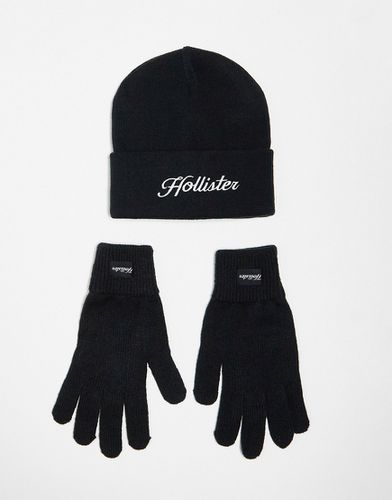 Ensemble en maille à logo avec bonnet et gants - Noir - Hollister - Modalova