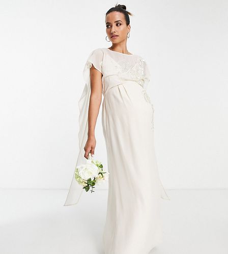 Robe longue de mariée brodée et nouée dans le dos - Ivoire - Hope & Ivy Maternity - Modalova